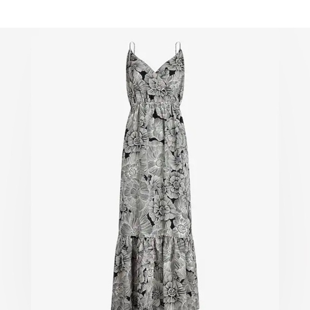 Floral Maxi Dress in Black and White